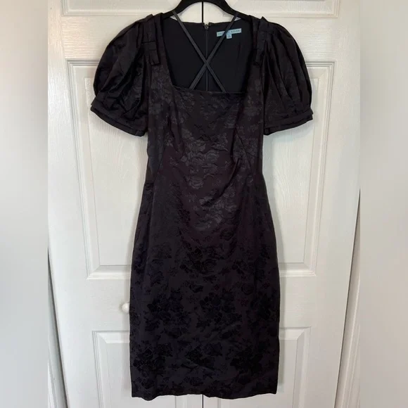 antonio melani black lace dress Antonio Melani Women's 4 Black Lace Floral Sleeveless Midi Dress